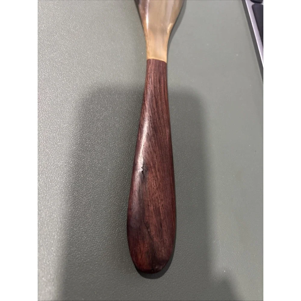 Two's Company MCM Danish Wood Natural Horn Salad Serving Fork Hostess Gift